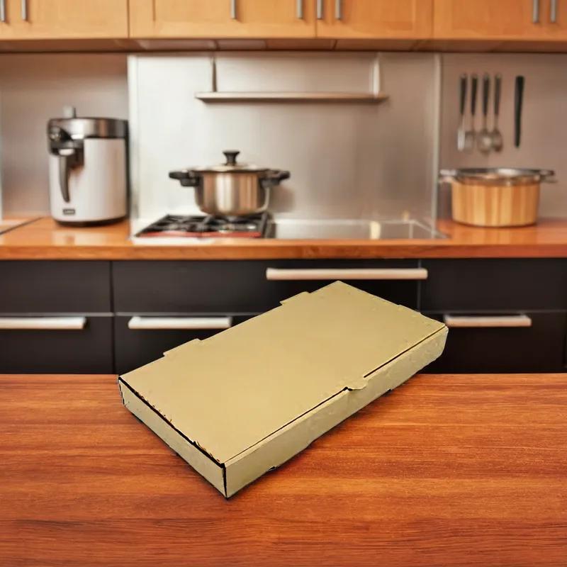 Flat Bread Take-Out Box Tuck-Top 14X7X1.5 IN Paper Kraft Rectangle Fluted 50/Case