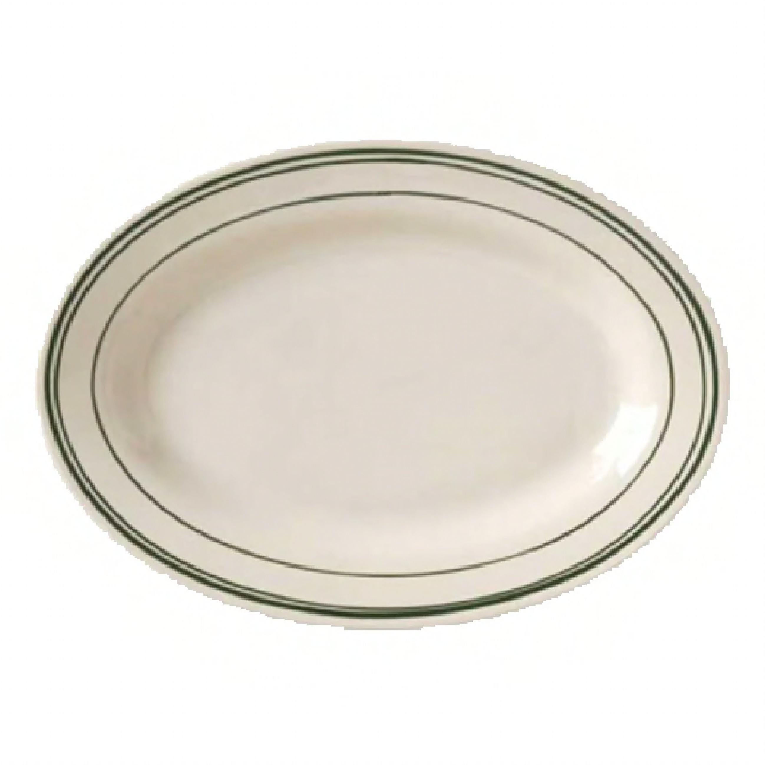 Del Mar Green Collection Platter 12.5 IN China American White Rolled Edge Wide Rim Dishwasher Safe 12/Case