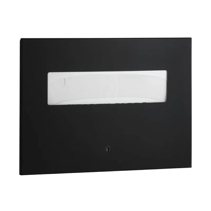 Toilet Seat Cover Dispenser Powder Coated Metal Stainless Steel Matte Black Recessed Flush Lock 1/Each