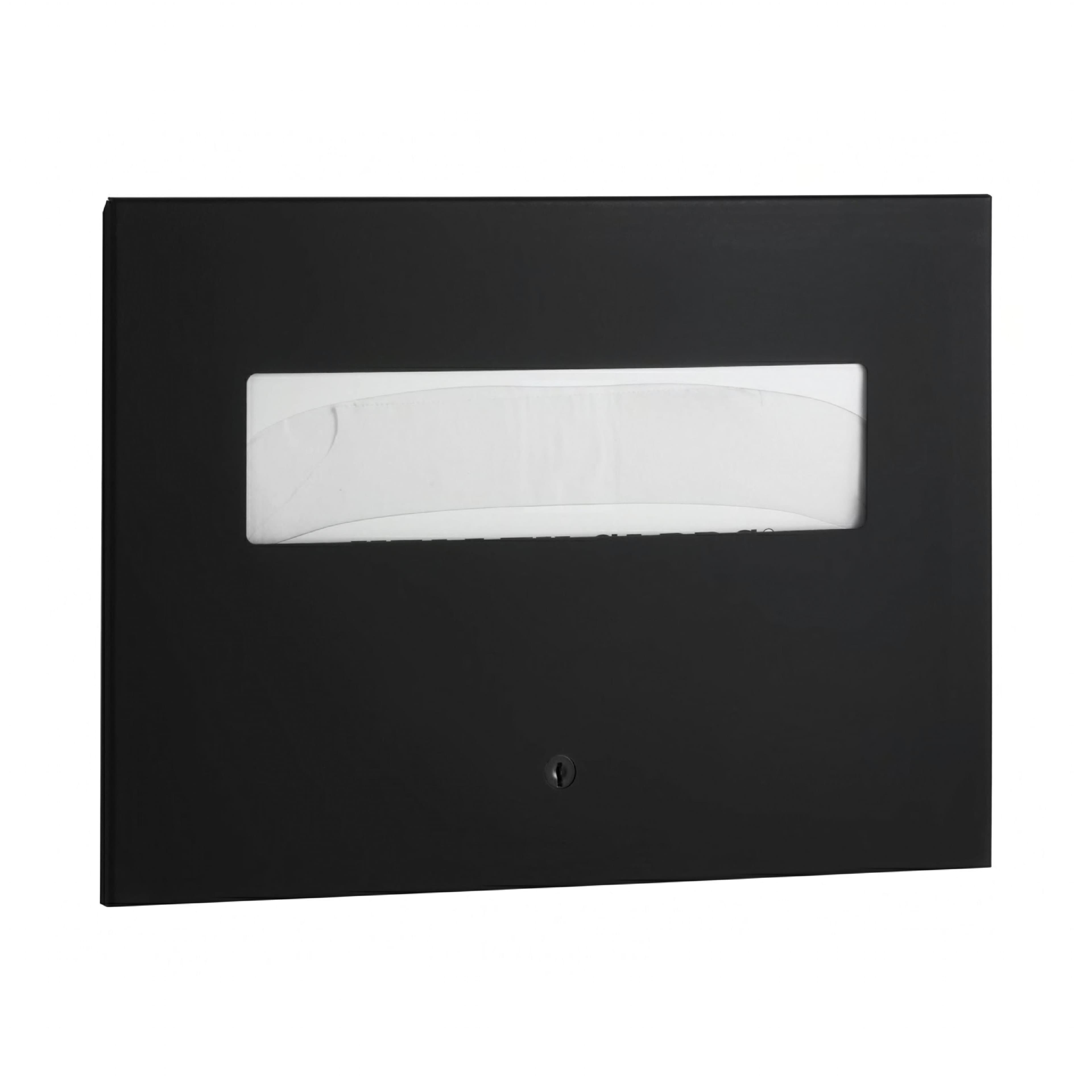 Toilet Seat Cover Dispenser Powder Coated Metal Stainless Steel Matte Black Recessed Flush Lock 1/Each