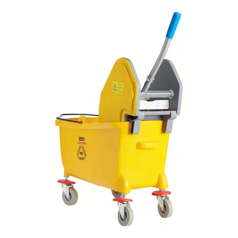 Lavex™ Mop Bucket & Wringer 23X14.75X15 IN 35 QT Plastic Yellow Down Press Combo With Casters 1/Each