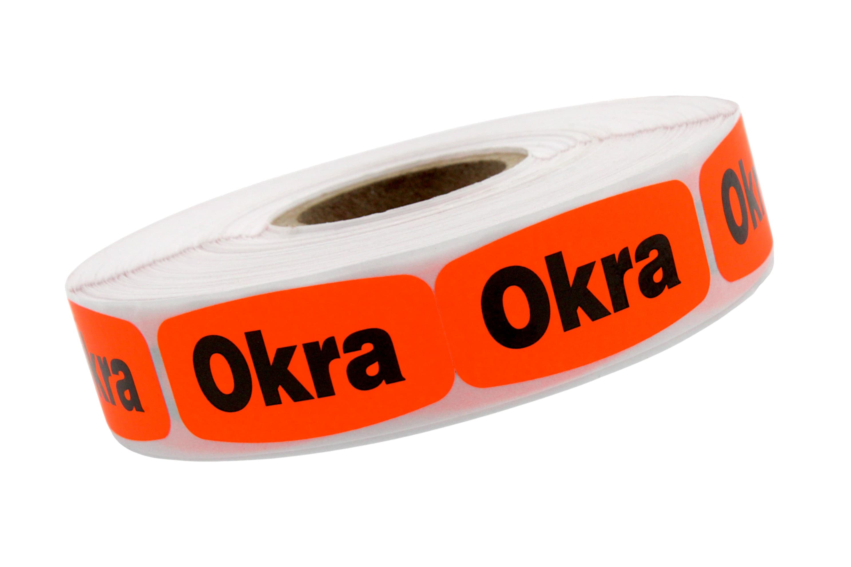 Okra Label 1.25X0.625 IN Black Red Oval Short 1000/Roll