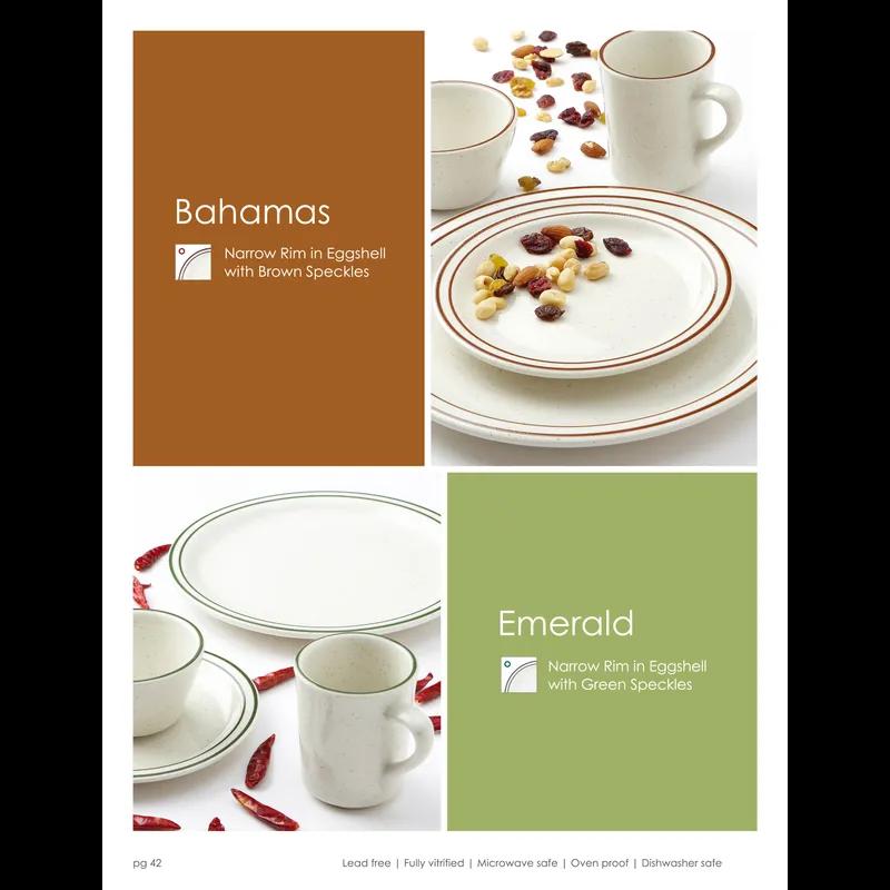 Bahamas Plate 10.5 IN China Eggshell Brown Round Narrow Rim Speckled Fully Vitrified 12/Case