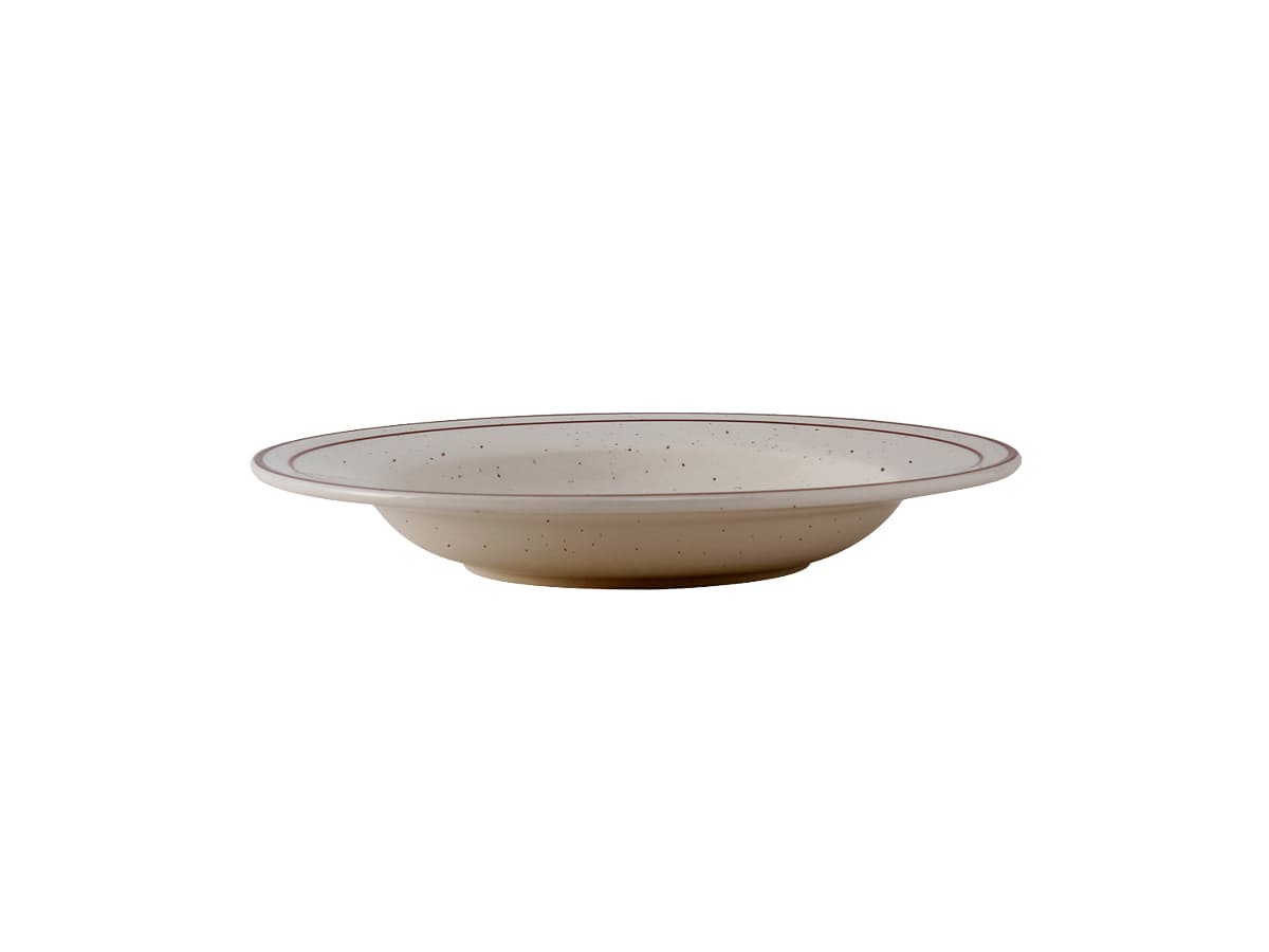 Bahamas Rim Soup Bowl 8.75 IN 9 OZ China Eggshell Brown Round Speckled Fully Vitrified 24/Case