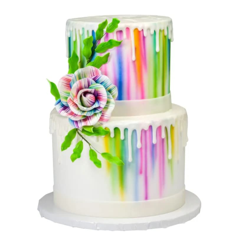 Gum Paste Cake Decoration 3.75X3.75X1.95 IN Assorted Painted Rose 8/Box