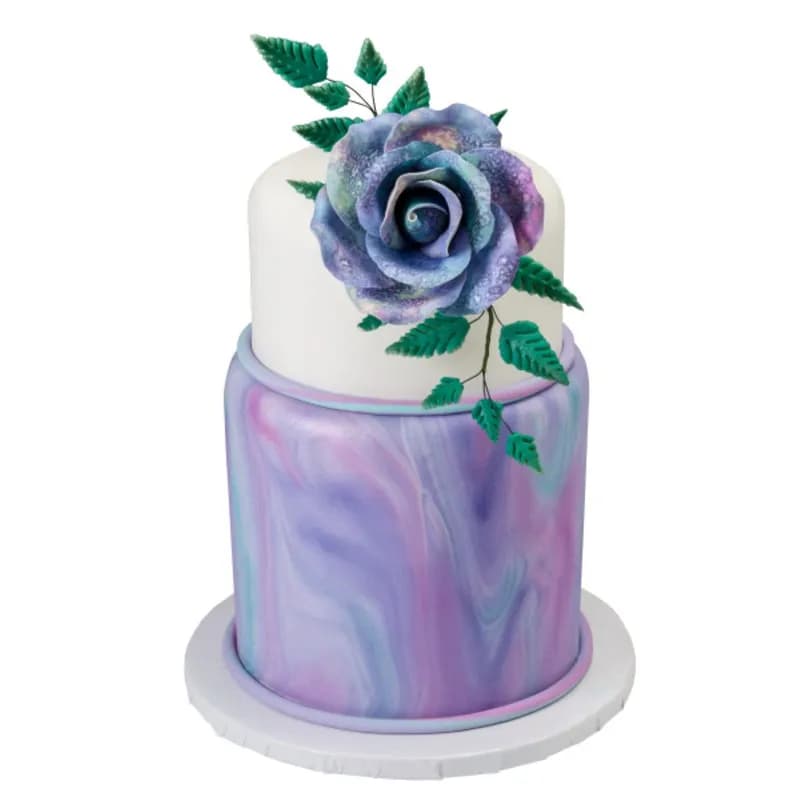 Gum Paste Cake Decoration 3.75X3.75X1.95 IN Assorted Painted Rose 8/Box