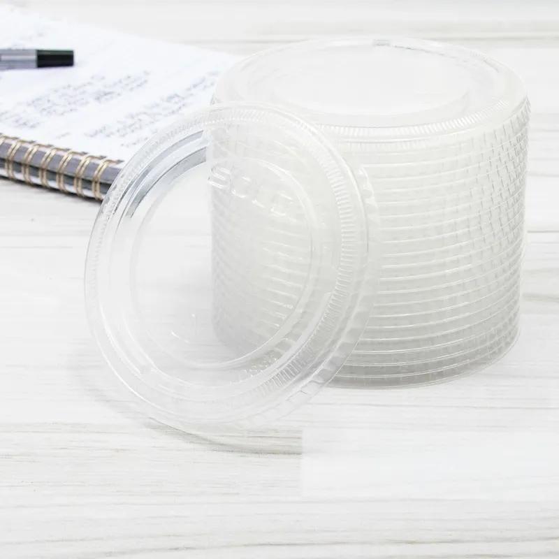 Solo® Sauces, Sides, & Sweets™ Lid Flat 4.0155X0.34 IN 1 Compartment PP Clear For 5.5 OZ Souffle & Portion Cup 100 Count/Pack 10 Packs/Case
