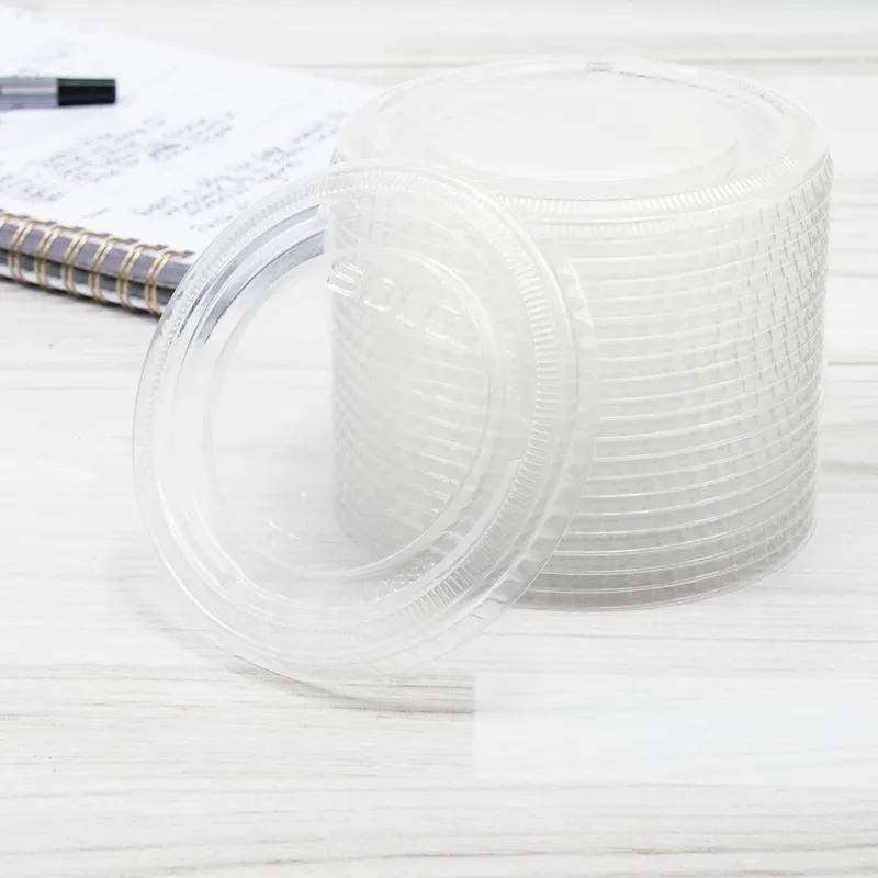 Solo® Sauces, Sides, & Sweets™ Lid Flat 4.0155X0.34 IN 1 Compartment PP Clear For 5.5 OZ Souffle & Portion Cup 100 Count/Pack 10 Packs/Case