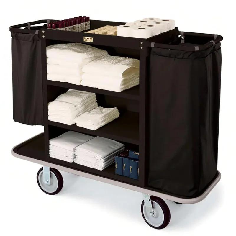 Housekeeping Cart 30X19X36 IN Steel 3 Shelves Low-Profile Handles Two End Platforms Full Wrap-Around Bumper 1/Each
