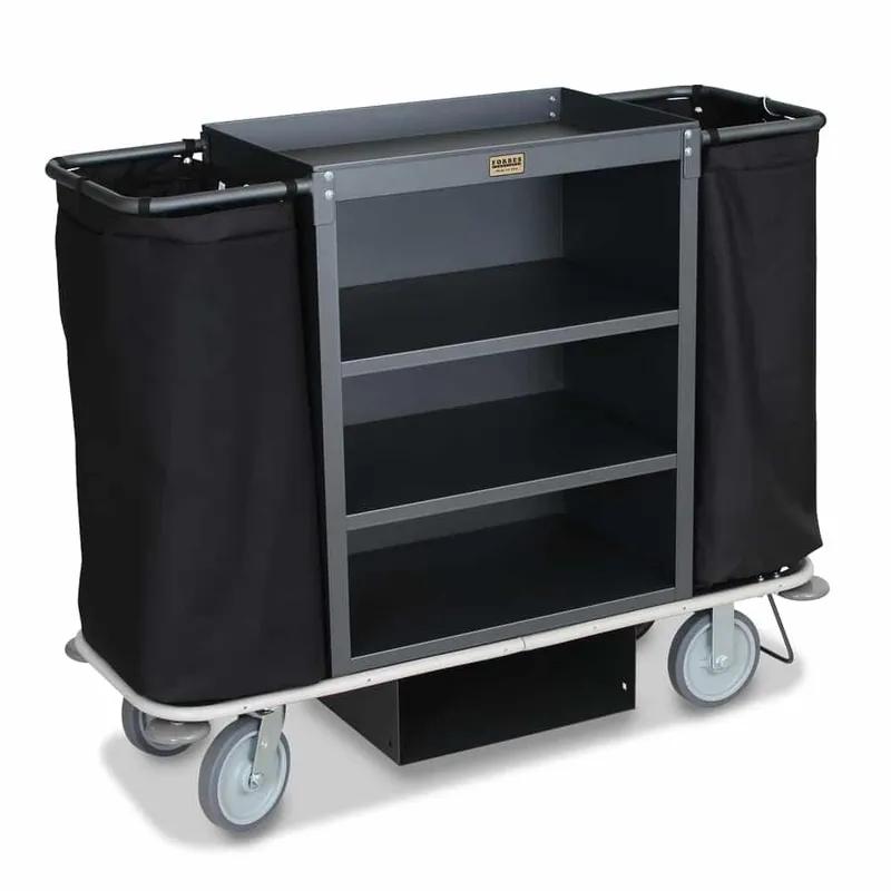 Housekeeping Cart 57X20.5X47 IN 8IN Wheels Full Wrap-Around Bumper Under-Deck Glass Rack Holder Vacuum Bracket 1/Each