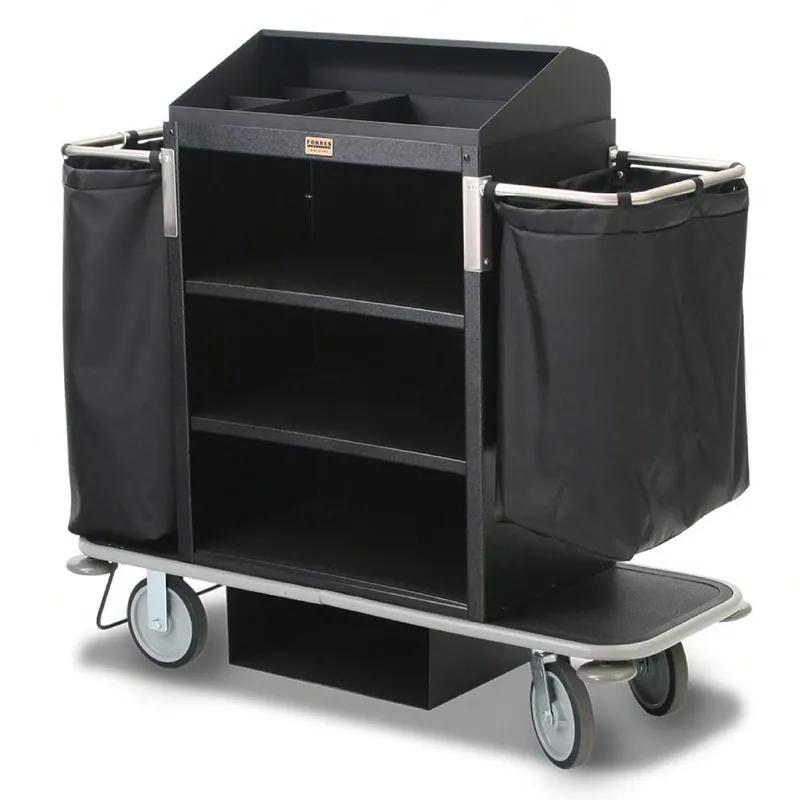 Housekeeping Cart 57X20.5X51 IN Steel Under-Deck Glass Rack Holder Full Wrap-Around Bumpers 1/Each