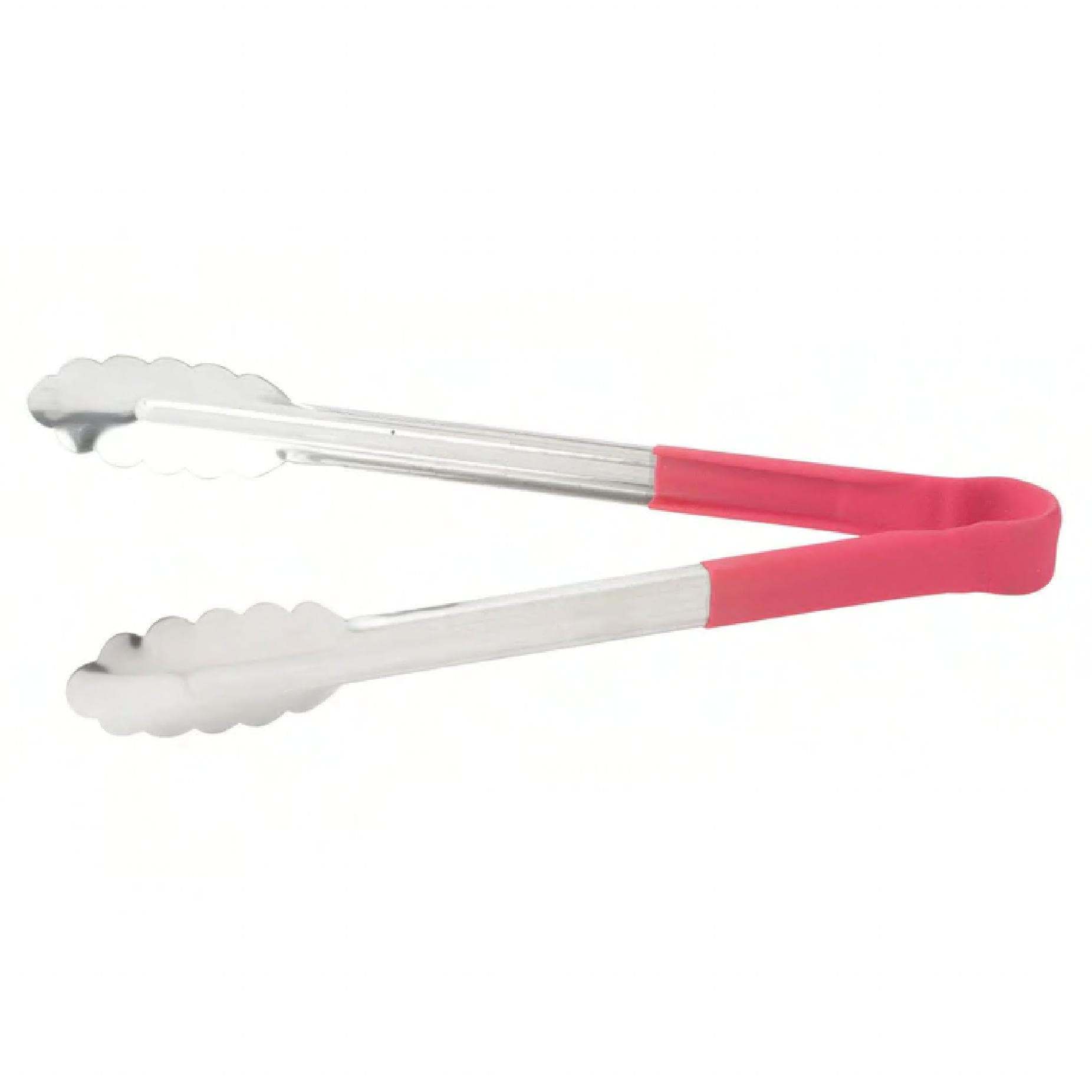 Utility Tongs Stainless Steel Red Heat Resistant Heavy Duty Scalloped 1/Each