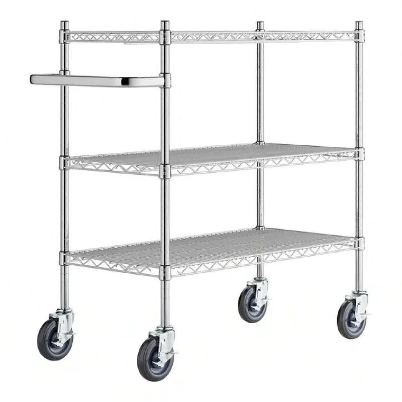 Regency™ Utility Cart 41.75X18X39 IN Silver Chrome Plated 3-Shelf With Casters 1/Each