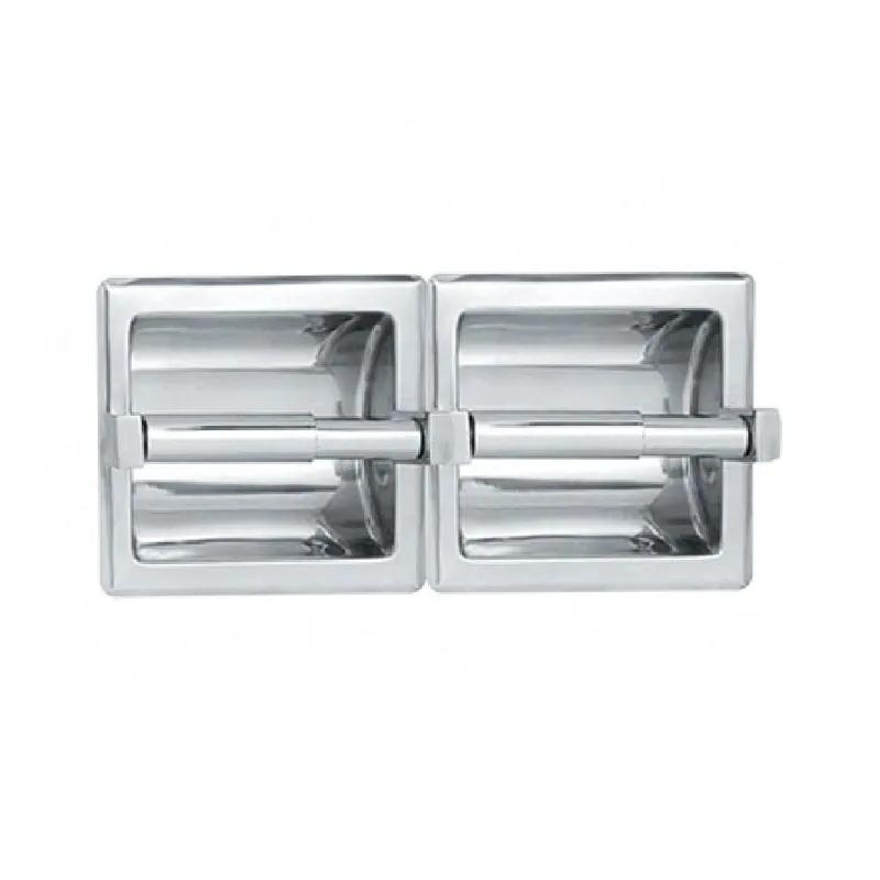 Toilet Paper Roller Stainless Steel Double Roll Recessed Holder Bright Finish With Drywall Holes 1/Each