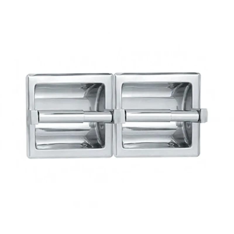 Toilet Paper Roller Stainless Steel Double Roll Recessed Holder Bright Finish With Drywall Holes 1/Each