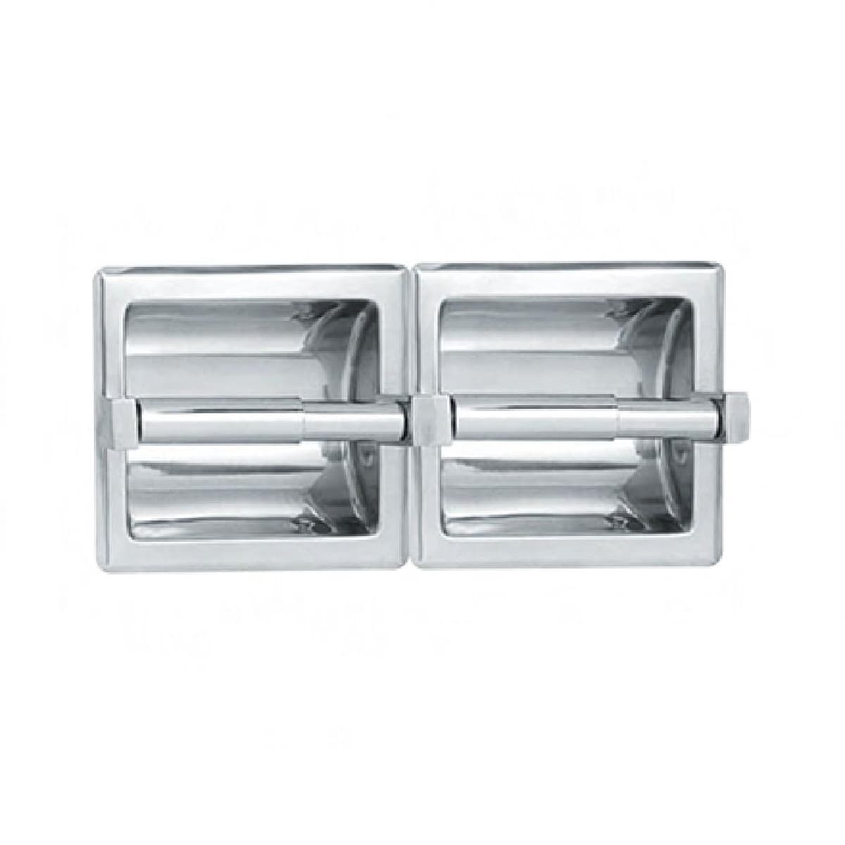 Toilet Paper Roller Stainless Steel Double Roll Recessed Holder Bright Finish With Drywall Holes 1/Each
