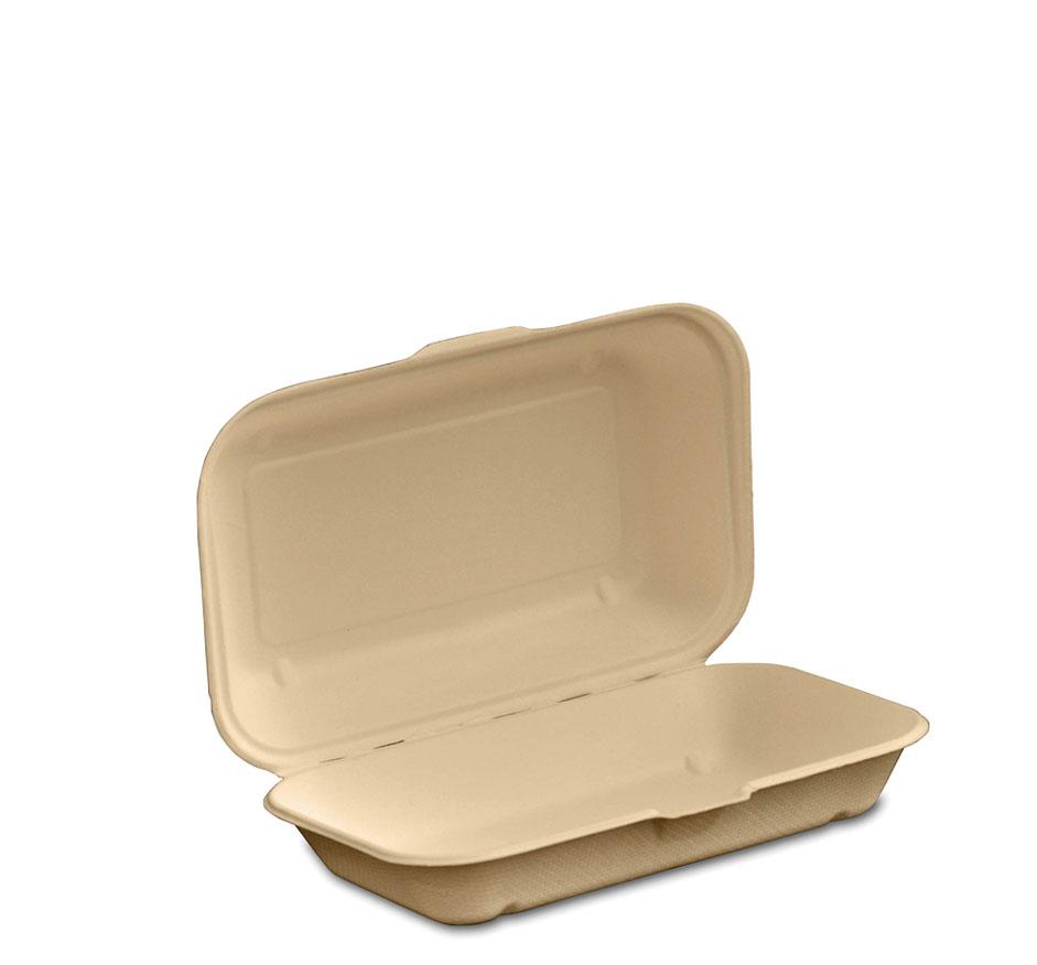 Take-Out Container Hinged 6X9 IN Plant Fiber 300/Case