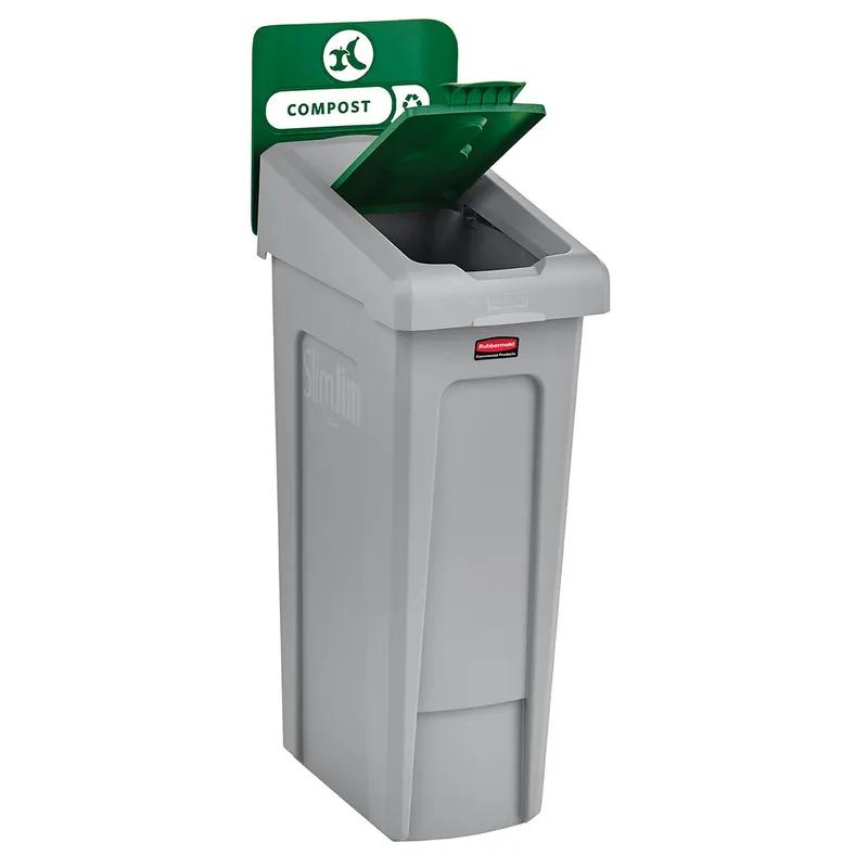 Slim Jim® 1-Stream Compost Recycling Bin 15.25X12X40.25 IN 23 GAL Green Resin 1/Each