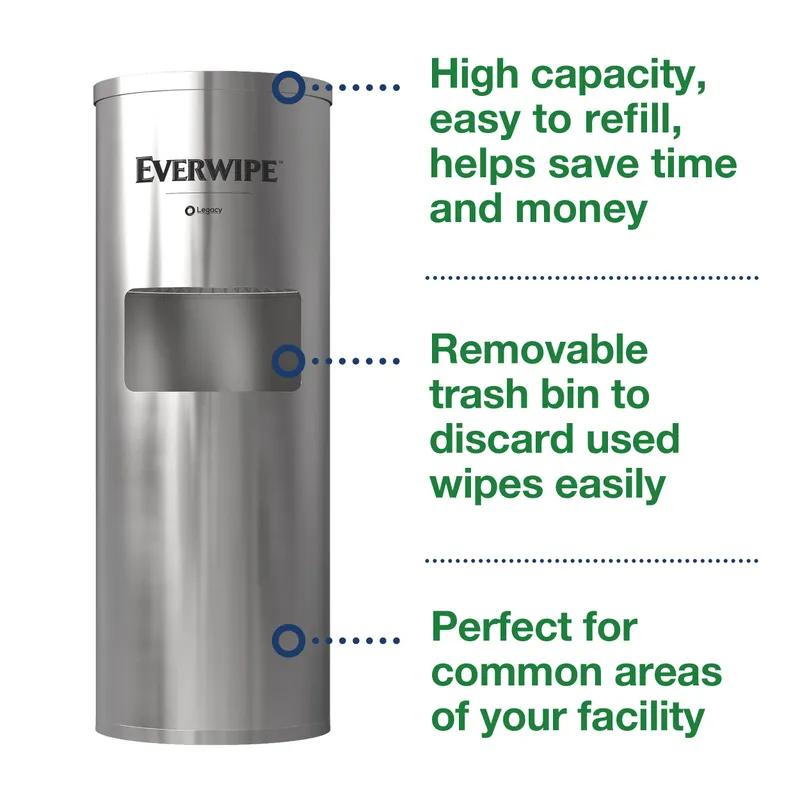 Everwipe® W12 Wipe Dispenser Stand 13.25X13.25X35.5 IN Stainless Steel Stainless With Receptacle 1/Each
