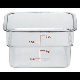 CAMSQUARE Food Storage Container 7.25X7.25X3.875 IN 2 QT Clear Square PC 1/Each