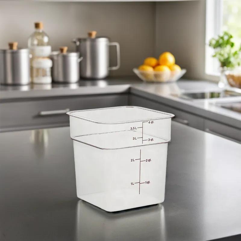 Camwear® CAMSQUARE Food Storage Container 7.25X7.25X3.875 IN 2 QT Clear Square PC 1/Each