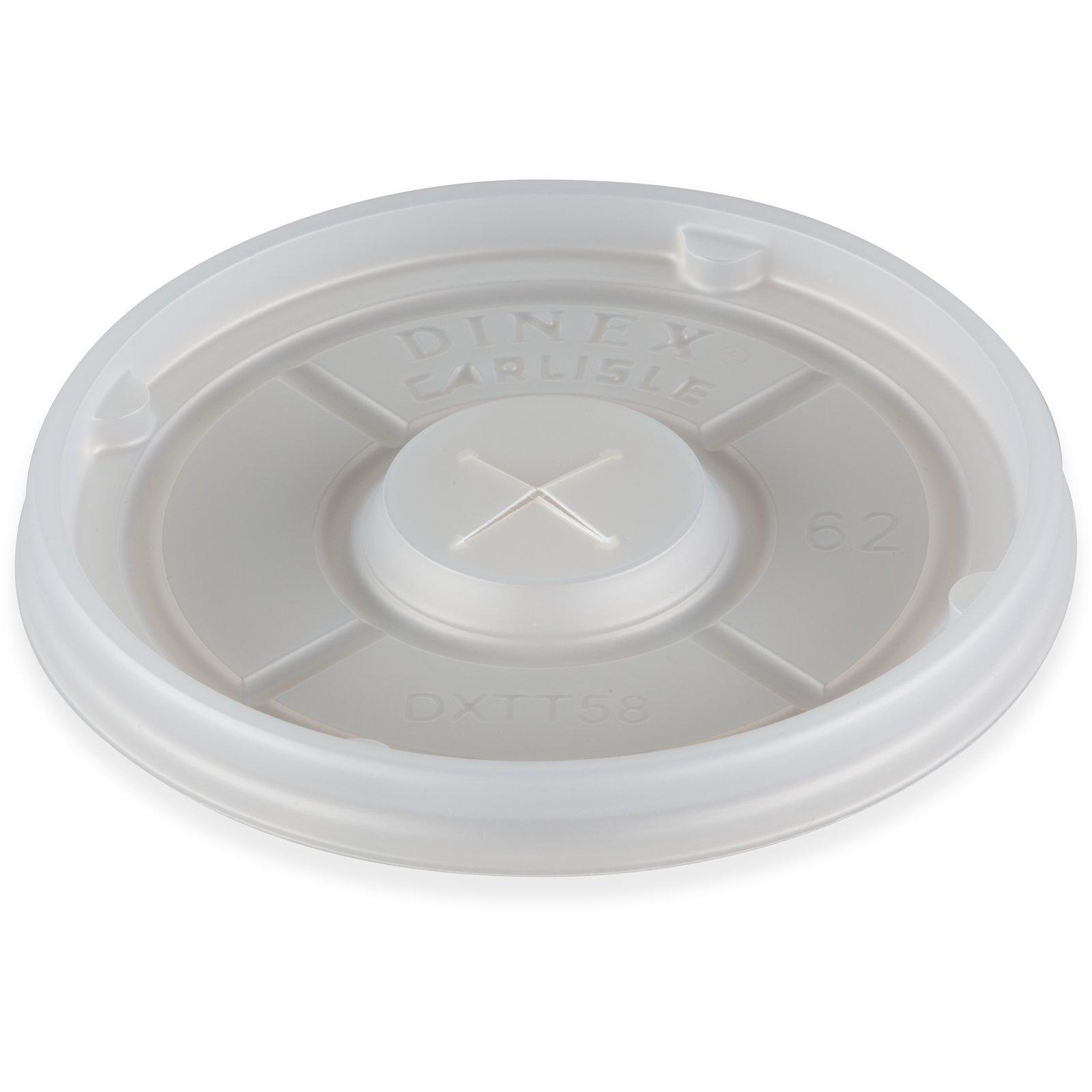 Dinex® Lid Flat PS Translucent For 9-16 OZ Cup With Hole 1000/Case