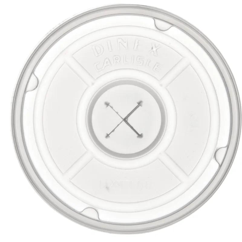 Dinex® Lid Flat PS Translucent For 9-16 OZ Cup With Hole 1000/Case