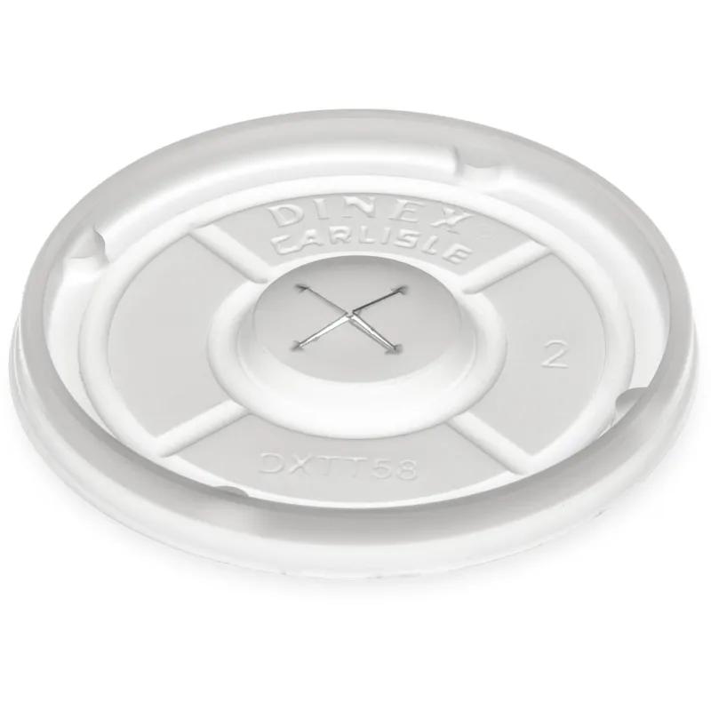 Dinex® Lid Flat PS Translucent For 9-16 OZ Cup With Hole 1000/Case