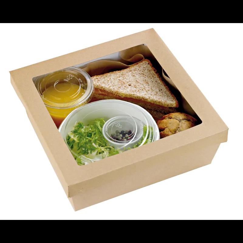 Take-Out Box Base & Lid Combo 8.7X8.7X3.2 IN Corrugated Paperboard Kraft 25 Count/Pack 4 Packs/Case 100 Count/Case