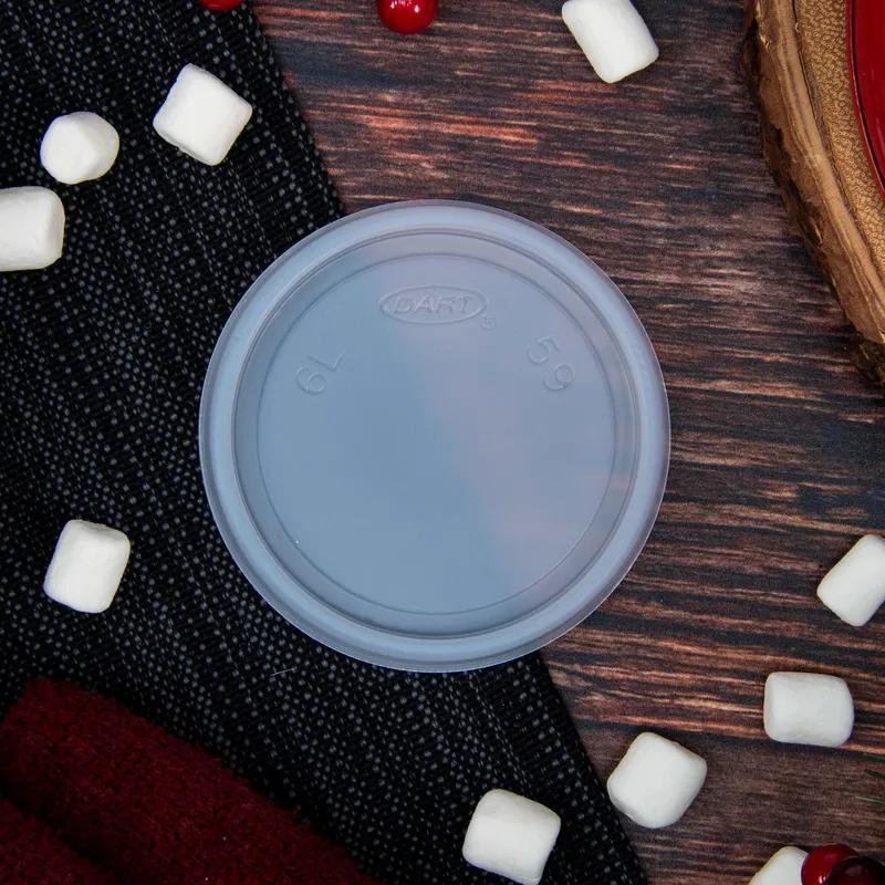 Dart® Lid Flat 3.1X0.3 IN HIPS Translucent For 6 OZ Take-Out Container Base No Hole 100 Count/Pack 10 Packs/Case