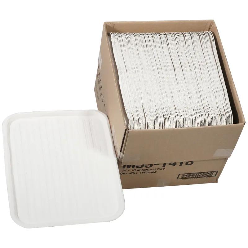 Cafeteria & School Lunch Tray Base 14X18X1 IN Molded Fiber Natural Rectangle 100/Case