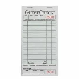Guest Check 3.313X6.25 IN Green Single 1/Case