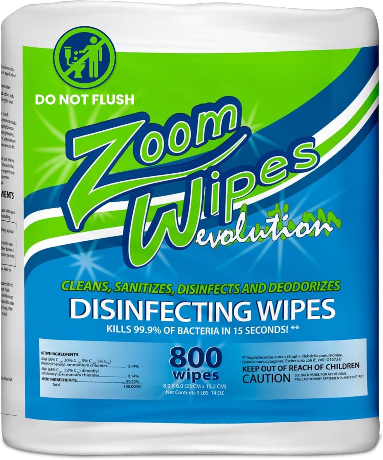 Zoom Evolution Disinfectant Wipe 800 Count/Pack 4 Packs/Case