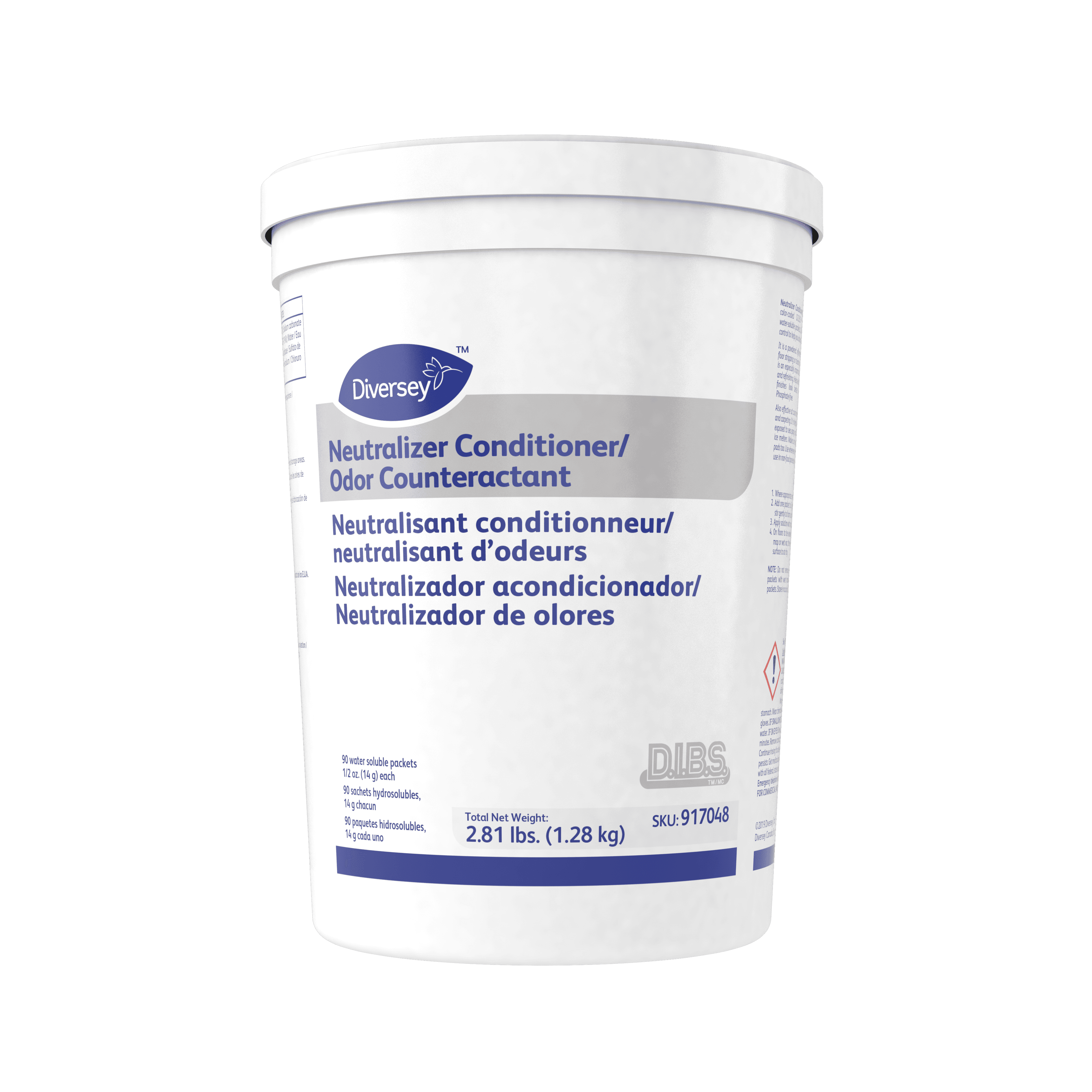 Diversey Neutralizer Conditioner Odorless White Powder 0.5 OZ D.I.B.S. 90 Count/Pack 2 Packs/Case 180 Count/Case