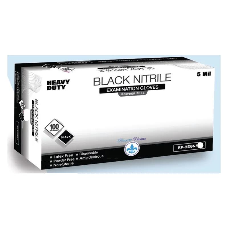 Premier Gloves Medium (MED) Black 5MIL Nitrile Powder-Free 100 Count/Box 10 Box/Case