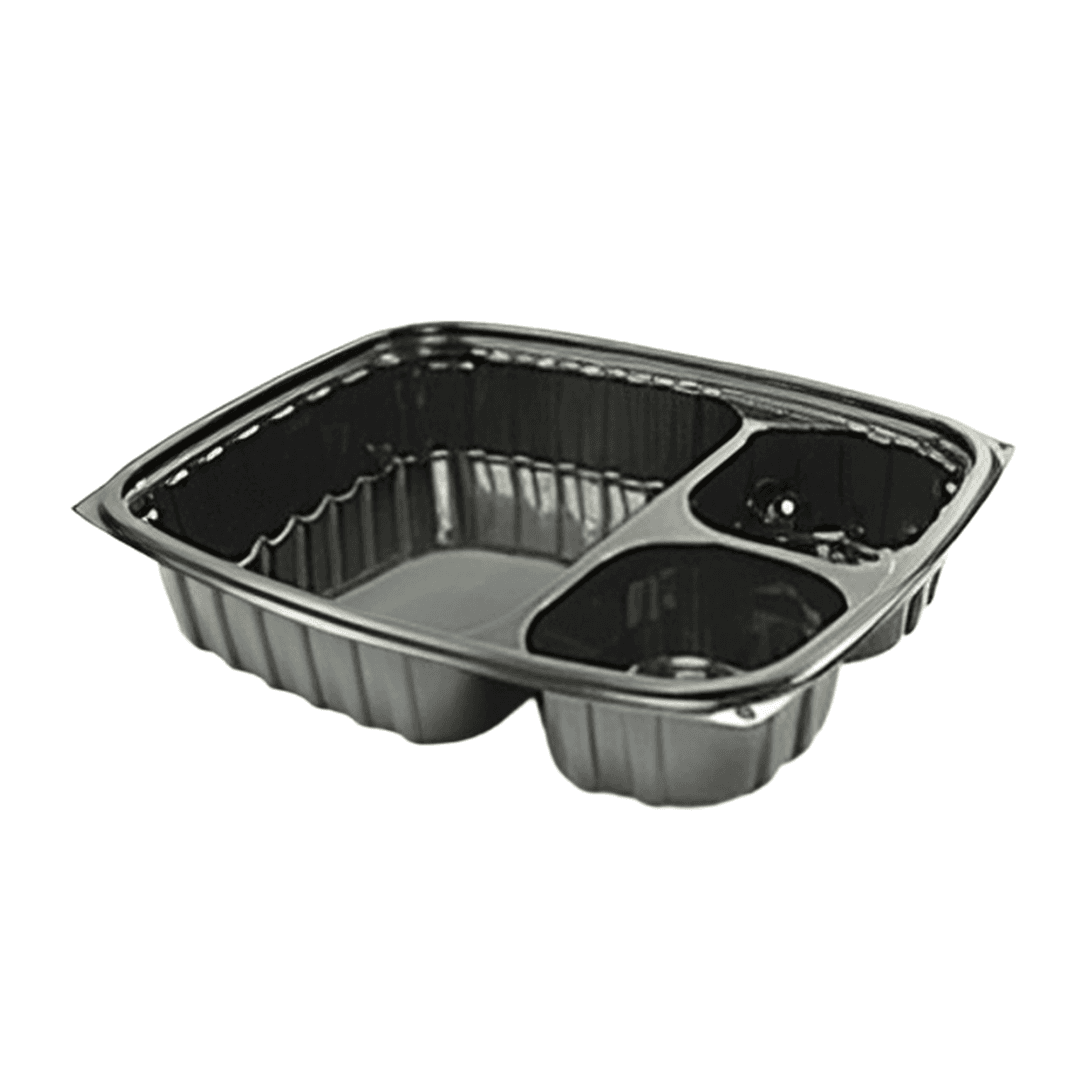 Dart® ClearPac® Take-Out Container Base 3 Compartment OPS Black Oblong 252/Case