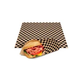 Bagcraft® Sheet 12X12 IN Wax Coated Paper Black Kraft Check Grease Resistant 2000/Case