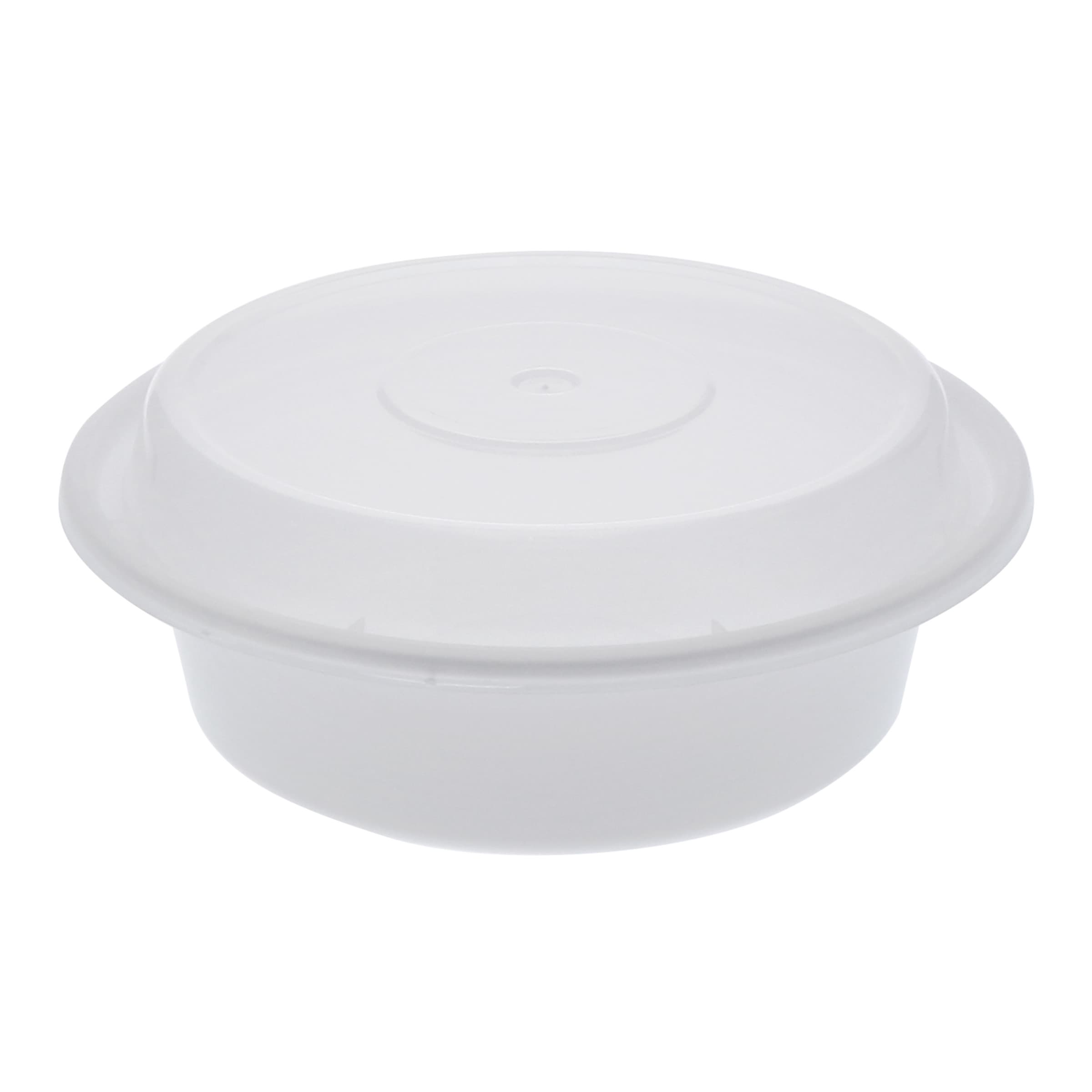 Take-Out Container Base & Lid Combo With Dome Lid 16 OZ PP White Clear Round 150/Case