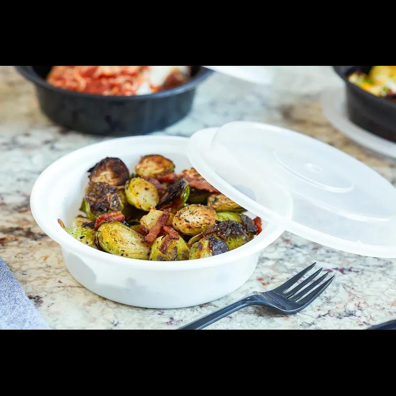 Take-Out Container Base & Lid Combo With Dome Lid 16 OZ PP White Clear Round 150/Case