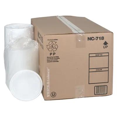 Take-Out Container Base & Lid Combo With Dome Lid 16 OZ PP White Clear Round 150/Case