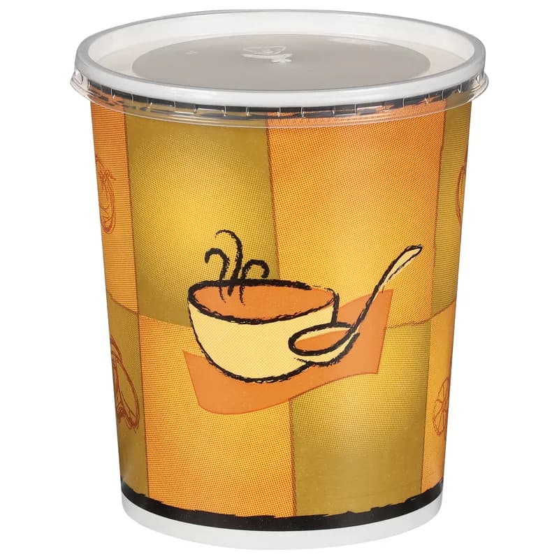 Soup Food Container Base & Lid Combo 32 OZ Paperboard Multicolor 250/Case