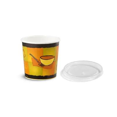 Soup Food Container Base & Lid Combo 16 OZ Paperboard Multicolor Round 250/Case