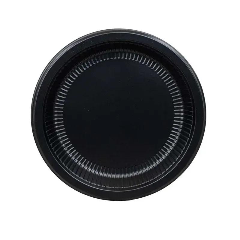 Plate 10 IN PP Black Round Ribbed 400/Case