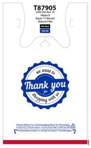 Hippo 8 Bag 12X7X20.6 IN Thank You 1704/Case