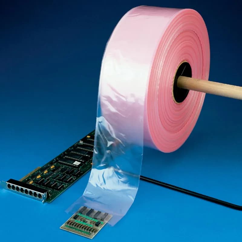 Poly Tube 8IN X1075FT Pink LDPE 4MIL Anti-Static 1/Roll