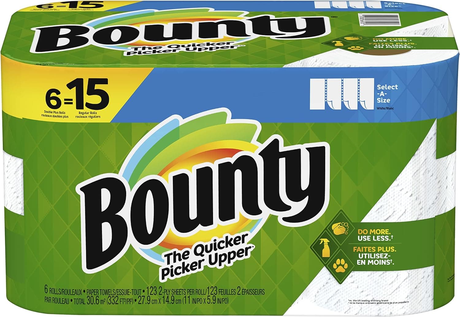 Bounty® Select A Size Household & Kitchen Roll Paper Towel 2PLY White 123 Sheets/Roll
