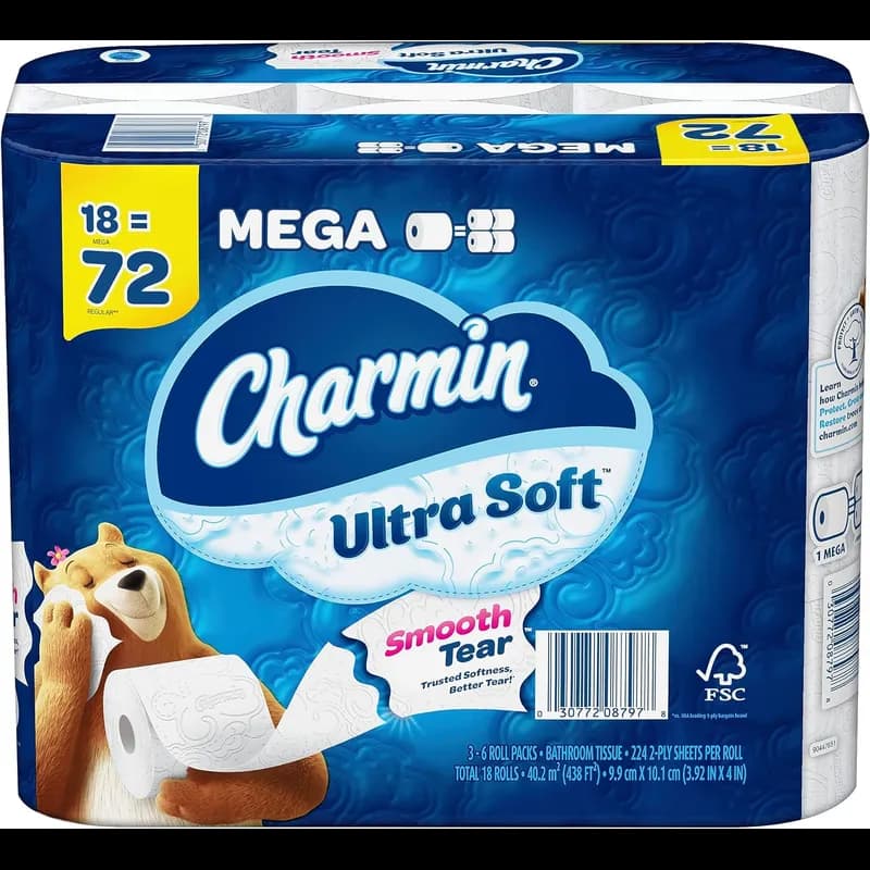 Charmin® Ultra Soft Toilet Paper & Tissue Roll 224 Sheets/Roll 18 Rolls/Case