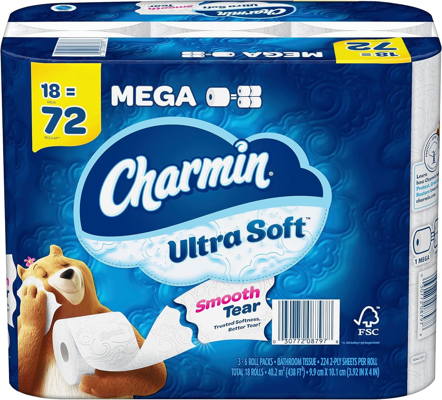 Charmin® Ultra Soft Toilet Paper & Tissue Roll 224 Sheets/Roll 18 Rolls/Case