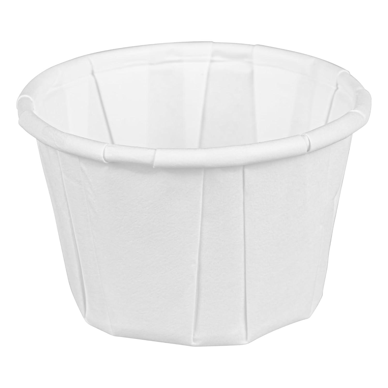 Victoria Bay Souffle & Portion Cup 0.75 OZ Paper White Pleated 250 Count/Pack 20 Packs/Case 5000 Count/Case