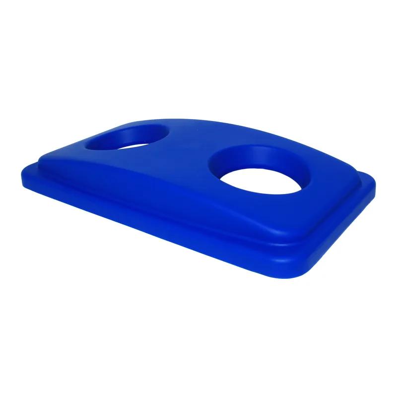 Recycling Bin Lid 20.47X11.42X2.76 IN Blue PP 2 Hole 1/Each